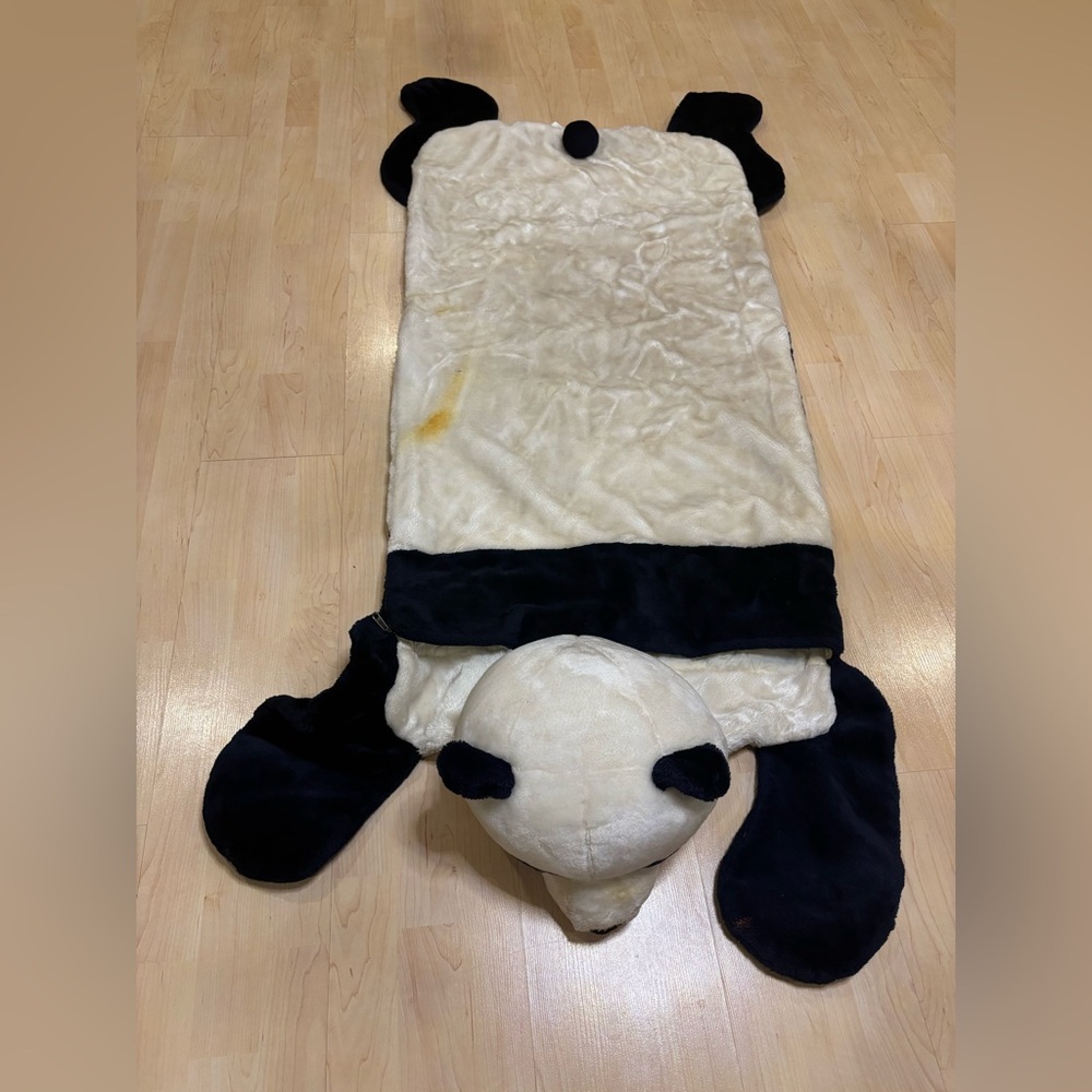 Panda Kids Plush Sleeping 💤 Bag.Cream & Black.Panda’s Head use as a pillow
